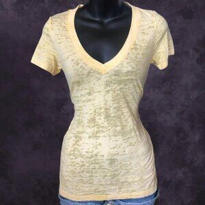 Sheer Butter Yellow Burnout Tee